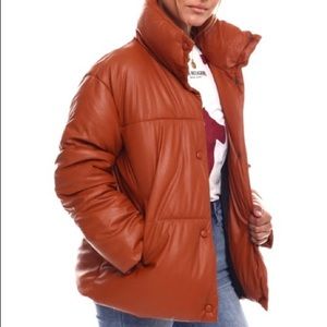 New w Tags Nvlt Anthro Vegan Leather Coat Drop Shoulder Puffer